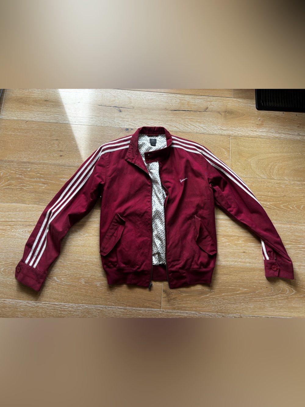 adidas x Vespa Maroon Track Jacket with Cream Stripe Detail - RARE